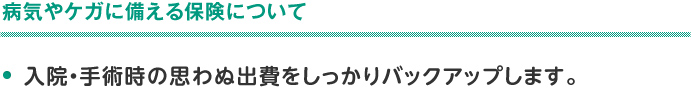 病気やけがに備える保険について